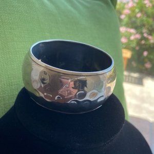 VTG Hammered Silver Wide Bangle BRACELET
